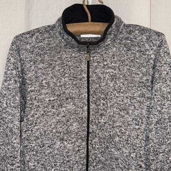 Stan Herman L Knit Silver Gray Heathered Fleece Inner Full Zip Sweatshirt - Picture 3 of 13